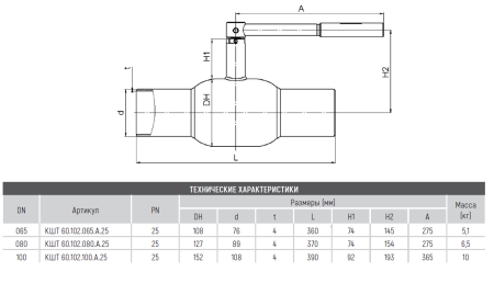 Кран КШТ 60.102.100.А.25 Broen Ду100 Ру25