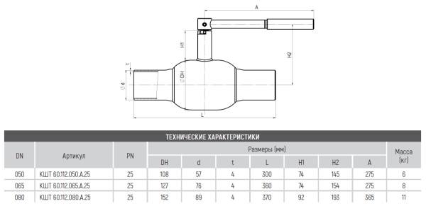 Кран КШТ 60.112.050.А.25 Broen Ду50 Ру25