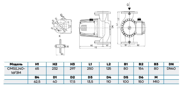 Циркуляционный насос CMS(L)40-16F3M CNP