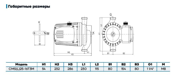 Циркуляционный насос CMS(L)25-16T3M CNP