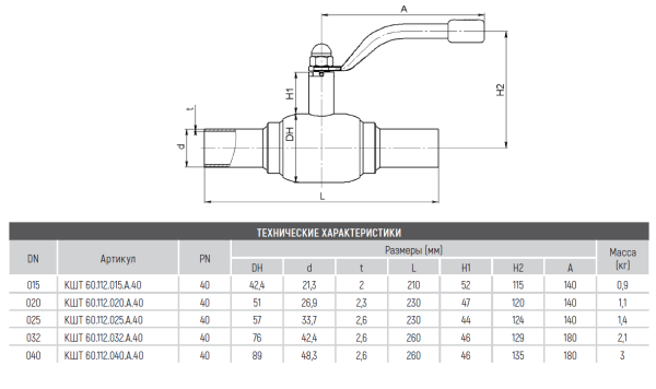 Кран КШТ 60.112.025.А.40 Broen Ду25 Ру40