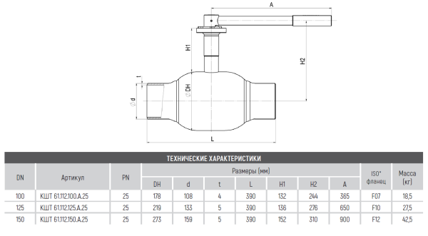 Кран КШТ 61.112.150.А.25 Broen Ду150 Ру25