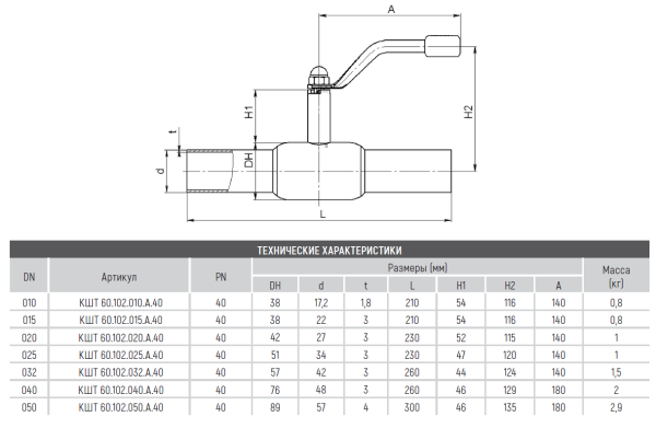 Кран КШТ 60.102.025.А.40 Broen Ду25 Ру40