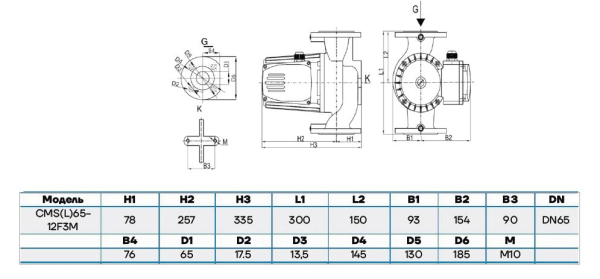 Циркуляционный насос CMS(L)65-12F3M CNP