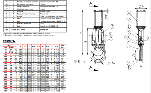 Шиберная задвижка VG4400-03NI0350 Tecofi Ду350 Ру7